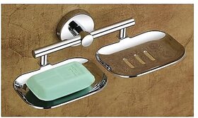 Elexa Hardware Stainless Steel Bathroom Soap Holder/Soap Stand/Soap Dish for Bathroom/Bathroom Accessories Multicolor (Double Silver)