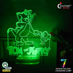 Tom And Jerry 3D Illusion Led Light Decoration Idea 2 Plug Night Light Lamp, Night Lamp For Kids Room