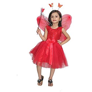                       Kaku Fancy Dresses Red Butterfly Insect Costume - Red, For Girls                                              