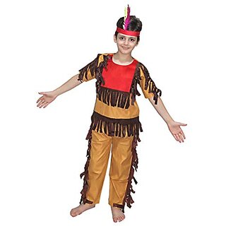                       Kaku Fancy Dresses Red Indian Boy,Trible Costume - Brown  Red, For Boys                                              