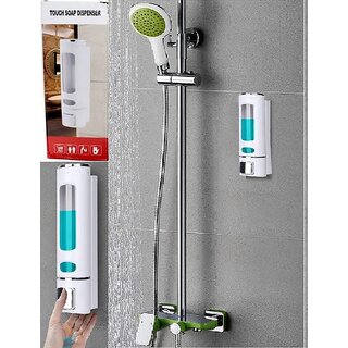 Elexa Hardware Abs Wall Mounted Hand Dish Wash Gel Liquid Soap Dispenser for Bathroom Kitchen (400 Ml White) (Pack of 2)