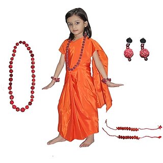 Kaku Fancy Dresses Vanvasi Seeta Costume For Ramleela / Dussehra / Mythological Character Costume - Orange, For Girls Kaku Fancy Dresses Vanvasi Seeta Costume For Ramleela / Dussehra / Mythological Character Costume - Orange, For Girls