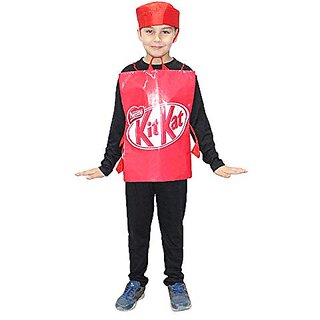 Kaku Fancy Dresses Chocolate, Object Costume 3-8 Years - Red, For Boys Girls Kaku Fancy Dresses Chocolate, Object Costume 3-8 Years - Red, For Boys Girls