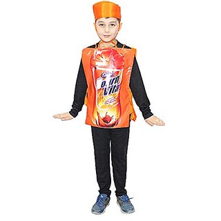                       Kaku Fancy Dresses Energy Drink Object Costume Cutout Freesize - Orange, 3-8 Years, For Boys  Girls                                              