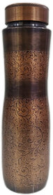 Russet Antique Etched Curvy Copper Bottle 1 Ltr (Certified  Lab Tested)