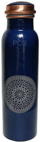 Russet Blue Floral Copper Bottle 950 ml (Certified  Lab Tested)