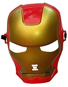 Kaku Fancy Dresses Iron Super Hero Face Mask Costume Accessories - Red-Golden, Free Size, For Boys