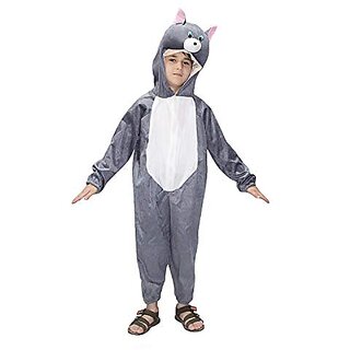                      Kaku Fancy Dresses Cat Cartoon Costume - Grey, For Boys  Girls                                              