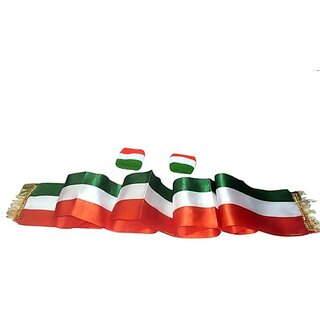                       Kaku Fancy Dresses Independence Day  Republic Day Stole With Wrist Band (Set of 6) - Multicolor, Free Size                                              