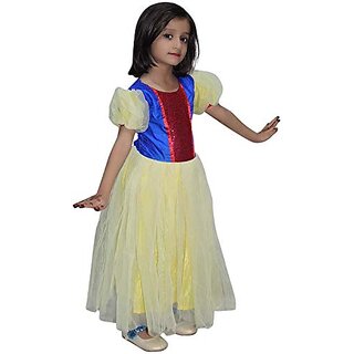                       Kaku Fancy Dresses Princess Snow White Gown Costume - Yellow  Blue, For Girls                                              