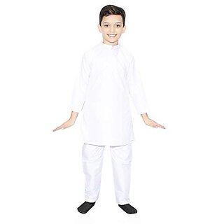                       Kaku Fancy Dresses Indian Ethnic Wear Kurta Pyjama Costume Set For Boys, (White)                                              