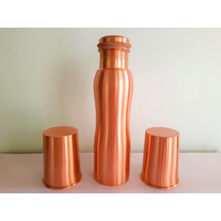                      Russet Curvy Bronze Copper Bottle with 2 Glass Sets (Certified  Lab Tested)                                              