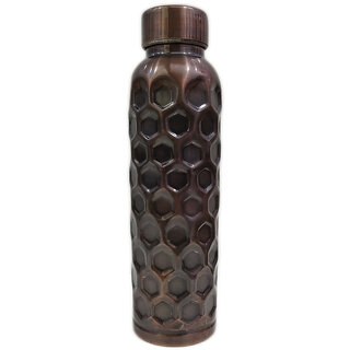                       Russet Vintage Diamond Hammered Copper Water Bottle 1 Litre  (Certified  Lab Tested)  Leak-proof, Seamless  BPA-Free                                              