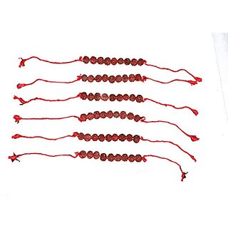 Kaku Fancy Dresses Rudraksh Bajuband For Mythological Character - Maroon, Free Size - 3 Pairs, For Unisex Kaku Fancy Dresses Rudraksh Bajuband For Mythological Character - Maroon, Free Size - 3 Pairs, For Unisex