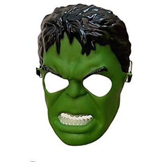                       Kaku Fancy Dresses Green H Super Hero Face Mask Costume Accessories - Green, Free Size, For Boys                                              