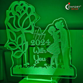 COUPLE 3D ILLUSION LED LIGHT RGB NIGHT TABLE LAMP DECORATION HUSBAND WIFE GIIFT Night Lamp  (10 cm, Multicolor)