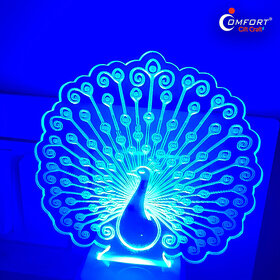 PEACOCK MOR 3D ILLUSION LIGHT RGB NIGHT LAMP DECORATION MOR PEACOCK LIGHT LED Night Lamp  (10 cm, Multicolor)