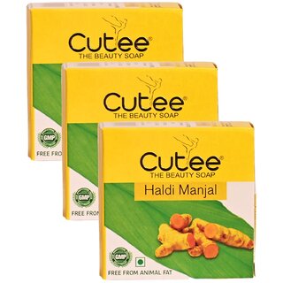                       Cutee Haldi Manjal The Beauty Soap - 100g (Pack Of 3)                                              