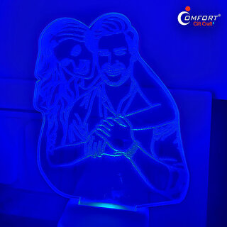 COUPLE 3D ILLUSION LED LIGHT RGB NIGHT TABLE LAMP DECORATION HUSBAND WIFE GIIFT Night Lamp  (10 cm, Multicolor)