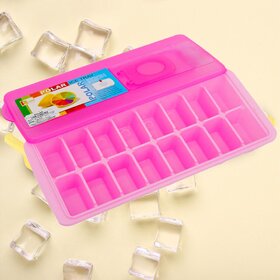 Mannat Ice Cube Tray With Removable Lid Easy-Release 16 Ice Cubes Molds Stackable Easy Re-filling Flip Top Safe for Free