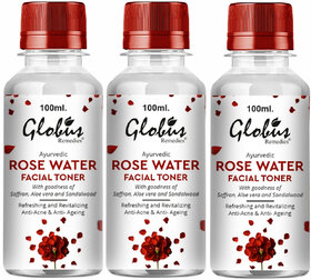 GLOBUS NATURALS Ayurvedic Rose Water Facial Toner with Goodness of Saffron, Aloevera  Sandalwood