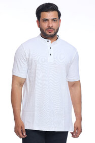 Gaze Trend Men's Mandarin Coller  White T Shirt