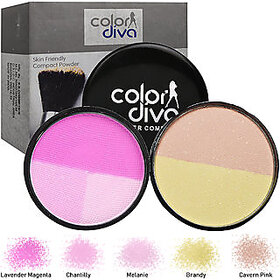 Color Diva 5 in 1 Glowing Compact Powder With Blush Compact  (multi, 25 g)