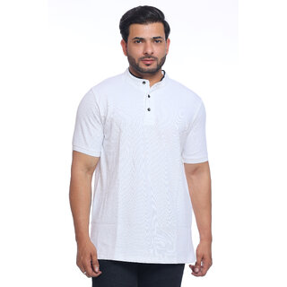                       Gaze Trend Men's Mandarin Coller  White T Shirt                                              