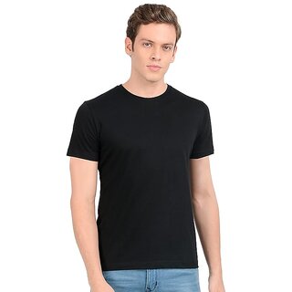                       Cotton Half Sleeve Round Neck T-Shirt for Men and Women - 1 Black 1 White                                              