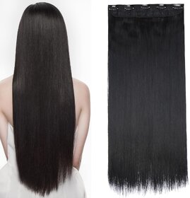 5 clip hair extension, Long Wig Straight, Synthetic Extension for Women, (Black 100 gram)-1PC