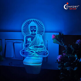 LORD BUDDHA 3D ILLUSION LIGHT RGB NIGHT LAMP LIGHT DECORATION BUDHA LIGHT LED Night Lamp  (10 cm, Multicolor)