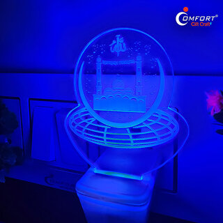                       MUSLIM 3D ILLUSION LIGHT RGB NIGHT LAMP DECORATION LED LIGHT FOR HOME Night Lamp  (10 cm, MULTICOLOR)                                              