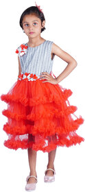 Party wear Red A-line dress for girl kids