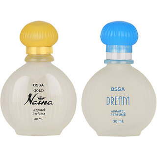                       Ossa Gold Naina EDP With Musky Notes And Dream Collection EDP With Ambery Notes Long Lasting Unisex Perfume 30ml Each (P                                              
