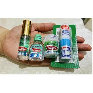 Thailand 4in1 Poy Sian Pim-Saen Balm Oil Roll On,Cotton Balm Oil ,Nasal Inhaler
