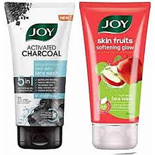                       Joy Brightening Charcoal and Apple Facewash Combo 150ml Each Face Wash  (300 ml)                                              