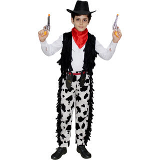                       Kaku Fancy Dresses Cow Boy Costume / Horse Riding Costume - For Boys, Multicolor                                              