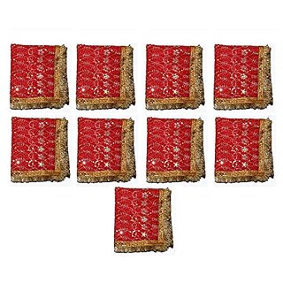 Kaku Fancy Dresses Mata Ki Chunari 6pc Puja Chunri Kanya Pujan Navratri Puja Patka Mata Lal Chunni Embroidered Kaku Fancy Dresses Mata Ki Chunari 6pc Puja Chunri Kanya Pujan Navratri Puja Patka Mata Lal Chunni Embroidered