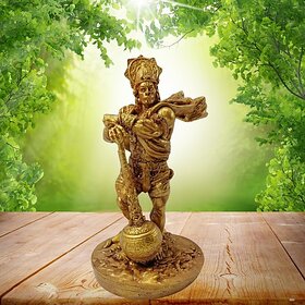 Homeberry Homeberry Resin Bahubali Hanuman Idol Statue For Home and Office Decorative Showpiece  -  20 cm (Resin, Gold)_171Clone