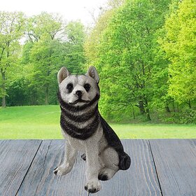 Homeberry White Black Dog Statue ,Gift Item ,Table Top Item, Home and Office Decorative Showpiece  -  20 cm (Resin, Multicolor)_160Clone