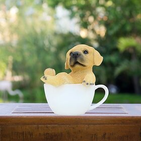 Homeberry Resin Cup Dog Showpiece for Garden and Home Decor ,Study and office Table Decorative Showpiece  -  14 cm (Resin, Multicolor)_163Clone