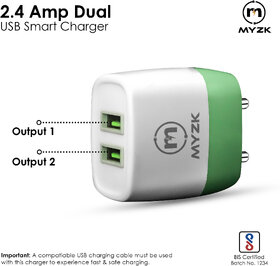 MYZK Dual Port USB Fast Charger Adaptor  Dual USB Compatible For Samsung Galaxy/Note/Oppo/Vivo/iOS Series/Android Devic