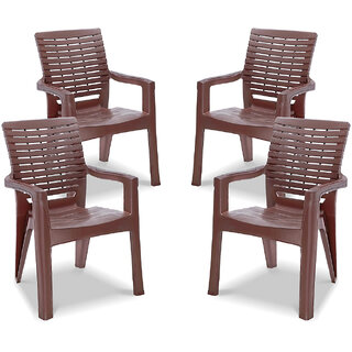                       MAHARAJA Singham 102 Chairs for Home, Office  Bearing Capacity up to 200Kg (Pack of 4, Brown)                                              