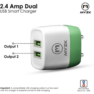 MYZK Dual Port USB Fast Charger Adaptor  Dual USB Compatible For Samsung Galaxy/Note/Oppo/Vivo/iOS Series/Android Devic