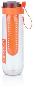 Steelo Fancy Sante Lemon,Fruit Infuse Plastic Flip top Water Bottle with BPA-Free Lid 750ml,Pack of 1,(Orange,Colour Ma