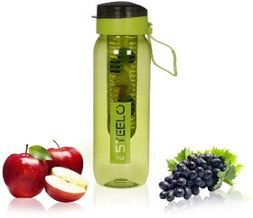 Steelo Fancy Sante Lemon,Fruit Infuse Plastic Flip top Water Bottle with BPA-Free Lid 750ml,Pack of 1,(Green,Colour May