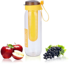 Steelo Fancy Sante Lemon,Fruit Infuse Plastic Flip top Water Bottle with BPA-Free Lid 750ml,Pack of 1,(Yellow,Colour M