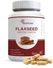 Herbal Max Flaxseed Capsules Boosting Hair, Skin, Weight Loss, Immunity, Joint Health - 800mg (60 Capsules)