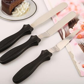 3-in-1 Multi-Function Stainless Steel Cake Icing Spatula Knife Set, 3-Pieces, Multicolor