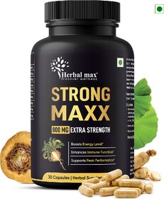 Herbal Max Strong Maca Root Extra Strength Boost Reproductive Health  Energy - 30 Veg Capsules